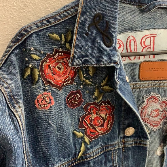 Embroidered beaded denim jacket - Picture 4 of 8